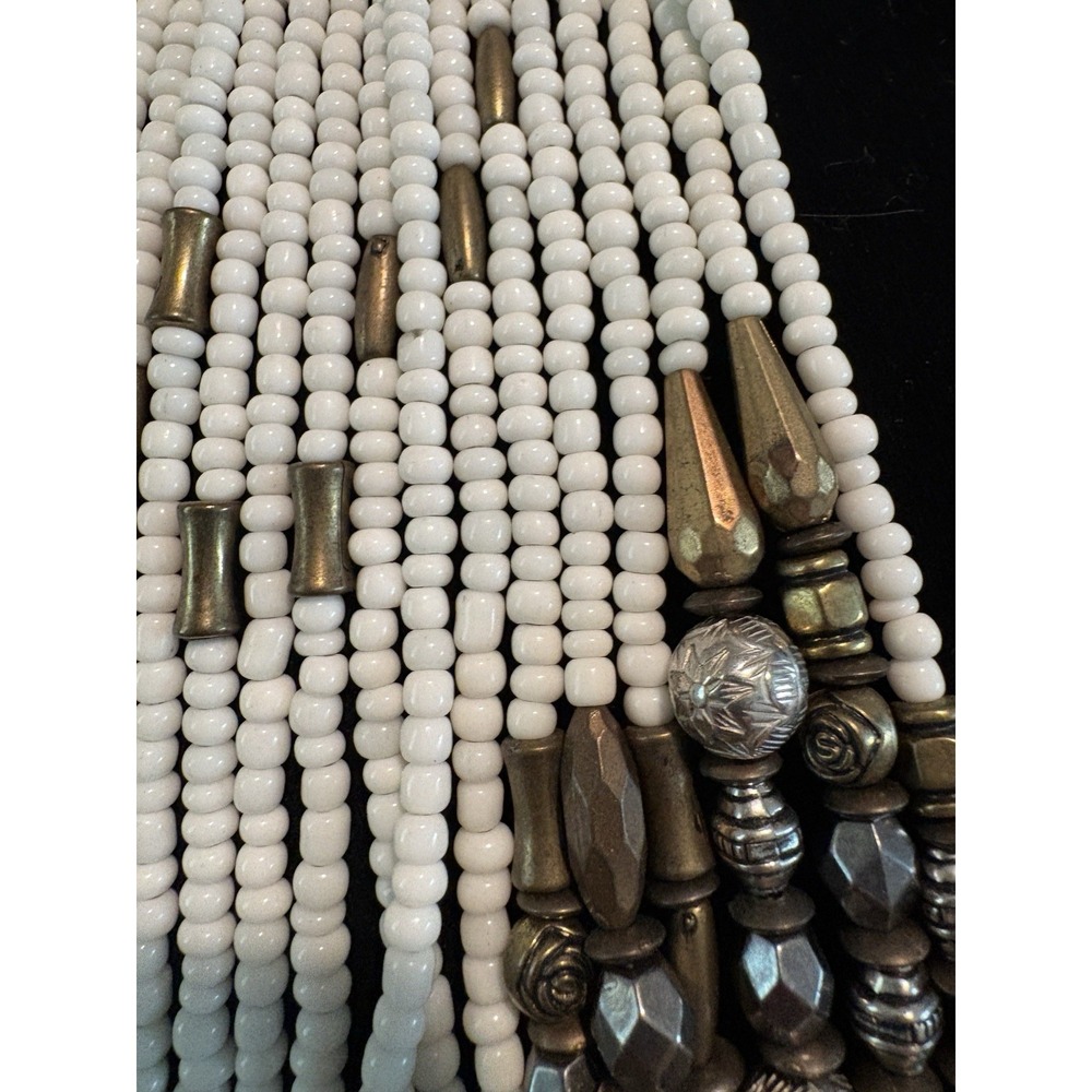Bib Necklace Resin Seed Beads Tassel Tribal African Long Fringe Boho Festival - Picture 3 of 15